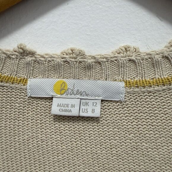 Boden Beige Tan Oatmeal Cream Button Up Down Front Cardigan Sweater Size 8 - Picture 5 of 7